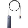 Hub Baseus UltraJoy Series Lite 4-Port 50cm (USB į USB3.0*4+Type-C5V) (pilka)