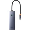 Hub Baseus UltraJoy Series Lite 4 prievadų (C tipo iki USB3.0*4+Type-C 5V) (pilka)