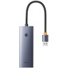 Hub Baseus UltraJoy Series Lite 4 prievadų (USB į USB 3.0*4+Type-C 5V) (pilka)