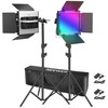 „Neewer 660 PRO RGB LED“ studijos komplektas, dvi 50 W 3200–5600 K lempos + trikojai + varteliai