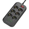 Ilgintuvas su 6 AC lizdais 4x USB LDNIO 2m - juoda