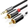 UGREEN AV116 3.5 mm lizdas iki 2RCA (Cinch) kabelis 2 m (juodas)