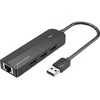 Vention USB 2.0 3 prievadų šakotuvas su eterneto adapteriu 100 m ventiliacija CHPBB 0.15 m, juodas