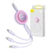 Baseus Bright Mirror 4 kabelis 3-in-1 skirtas micro USB - USB-C - Lightning 100W 3.5A 1.1m – Violetinė