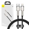 Baseus Cafule Metalinis duomenų kabelis USB Type C/ Lightning - 20W Maitinimas 0.25m, Juodas (Juodas)