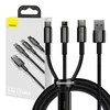USB kabelis 3in1 Baseus Tungsten Gold USB micro USB / USB-C / Lightning 3.5A 1.5m - Juodas
