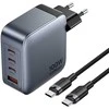 „Vention“ 100 W GaN 1 x USB-A 3 x USB-C + USB-C į USB-C kabelis 1 m