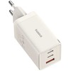 Sieninis įkroviklis Baseus GaN5 2x USB-C + USB, 65W + laidas 1m (baltas)