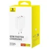 Sieninis įkroviklis Baseus OS-Cube Pro 2xUSB-C + USB, 65W (baltas)