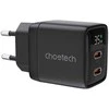Sieninis įkroviklis GAN3 USB-C+C PD35W Choetech PD6051 (juodas)