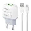 Sieninis įkroviklis LDNIO A2219 2USB + MicroUSB laidas