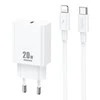 Sieninis įkroviklis Remax, RP-U5, USB-C, 20W (baltas) + Lightning kabelis