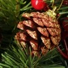 Kalėdinė puošmena Springos 4 cm, ruda su aukso blizgučiais