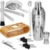 Springos Kokteilių gaminimo rinkinys su bambuko stovu PROFESSIONAL SET, 750ml 12vnt. MAXI