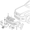 VAG NAUJAS ORIGINALUS VW AMAROK 13-16 PRIEKINIS BUFERIS CENTRINIS APATINIS GROTELIŲ APDAILOS CHROMAS