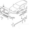 VAG Naujas originalus VW SCIROCCO R 09-14 priekinis bamperis centrinė viršutinė grotelė 1K8853653B9B9