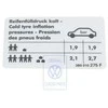 Vag Passat B5 Gp 2001 2005 Padangos Slėgio Ženklu Originalus 3B0010275F