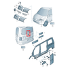 VAG VW CADDY MK3 TRANSPORTER T5 Chromuotas juodas galinis emblemos ženkliukas 2K5853630AULM originalus