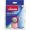 VILEDA "Ultra Fresh" mikropluošto šluostės, 3 vnt., įvairių spalvų, su sidabro jonais, antibakterinės mikropluošto šluostės su apsauga nuo nemalonių kvapų.