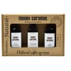 „Mount Caramel“ sirupų rinkinys 3 × 100 ml – Karamelė · Rožė · Avietės šokolade