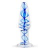 Blue Mėlyna EasyToys Glass Intimate Plug No. 23 Transparent with Mėlyna Spiral, Medium