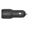 Belkin Dual USB-A automobilinis įkroviklis 24W + USB-A į USB-C laidas BOOST CHARGE Juodas