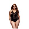 Eropartner Baci Lace Bodysuit Juodas Queen Size - Elegant Floral Pattern Lingerie