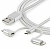 USB kabelis StarTech USB-A - USB-C + microUSB + Žaibas 1 m Sidabrinis (LTCUB1MGR)