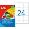 Lipnios etiketės Apli, A4, 64x33.9mm, 24 etiketės lape, 20 lapų, neoninės geltonos spalvos