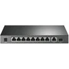 Šakotuvas TP-LINK 10 prievadų Gigabit PoE+ jungiklis 8 Gigabit PoE+ prievadai, 1 Gigabit RJ45 prievadai ir 1 Gigabit SFP lizdai 802.3at/af 63W PoE galia