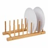 Excellent Houseware Puodo dangčio ir lėkščių laikiklis bambukinis 34x12,5x12 cm