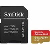 Atminties kortelė SanDisk Extreme PLUS Micro SDXC 64GB + SD adapteriai + 2 metai RescuePRO Deluxe iki 200MB/s & 90MB/s Skaitymo/Rašymo greitis A2 C10 V30 UHS-I U8, EAN: 619659189150