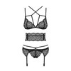 Obsessive - Frivolla 4 pcs Juodas L/XL 4 dalių apatinių komplektas