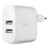 Įkroviklis Belkin Boost Charge 24W 2xUSB-A + USB-A to USB-C cable 1.0m baltas