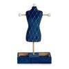 Gift Decor Dovanų dekoro dėžutė ant kojų Mėlyna Rhombus Velvet Wood (12 x 40 x 24 cm)