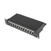 LANBERG PPF6-9012-B Patch Panel 10 colių 12 prievadų 1U cat.6 juoda