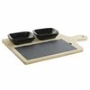 Rinkinys užkandžiams DKD Home Decor Juoda Bambukas Keramikos dirbinys Lenta Natūralus (33 x 19.7 x 3.5 cm) (4 pcs)