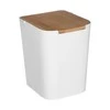 5five Simply Smart Bamboo Plastikinė šiukšlių dėžė su bambukiniu dangteliu, 5L, baltas