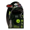 Flexi Black Design M pavadėlis šunims iki 25kg juostinis 5m žalios spalvos