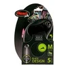Flexi Black Design XS pavadėlis šunims iki 8kg virvinis 3m rožinės spalvos