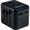 „Verbatim“ universalus kelioninis adapteris UTA-02 su USB-C PD ir USB-A QC jungtimi, Juodas
