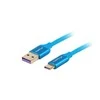 LANBERG CA-USBO-21CU-0010-BL Premium laidas USB-C M A M 2.0 1M Mėlyna Super Charge
