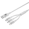 USB kabelis Kodak USB-A - USB-C + microUSB + Žaibas 1 m Balta (SB7379)