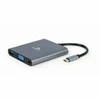 GEMBIRD A-CM-COMBO6-01 Multi Port Adapteris USB Type C 6in1 Hub3.1 HDMI VGA PD kortelių skaitytuvas stereo audio space pilkas