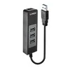 USB Hub - LINDY 3 Prievadų USB 3.0 Hub ir Gigabit Ethernet Konverteris 5Gbps, WoL