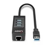USB Hub - LINDY 3 Prievadų USB 3.0 Hub ir Gigabit Ethernet Konverteris 5Gbps, WoL