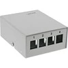 InLine® Desktop Consolidation Point Box 4x Keystone RJ45, metalinis, šviesus pilkas RAL7035