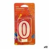 Bigbuy Home Žvakė Raudona Balta Gimtadienio Numeriai 0 (12 vnt.)