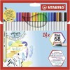 Flomasterių rinkinys Stabilo Pen 68 brush, 24 vnt.