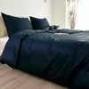 Saules Patalyne PREMIUM satino patalynės komplektas NAVY Mėlynas (tamsiai mėlyna), 3 dalių, 200x220 cm